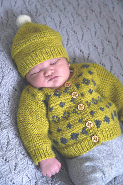 Baby Cakes Soren Cardi & Hat Bc128 8ply 0-18 months Knitting Pattern