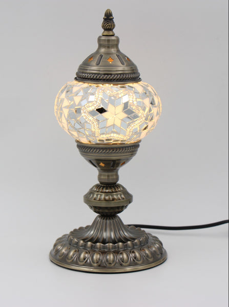 Turkish Mosaic Table Lamp 33cm - White