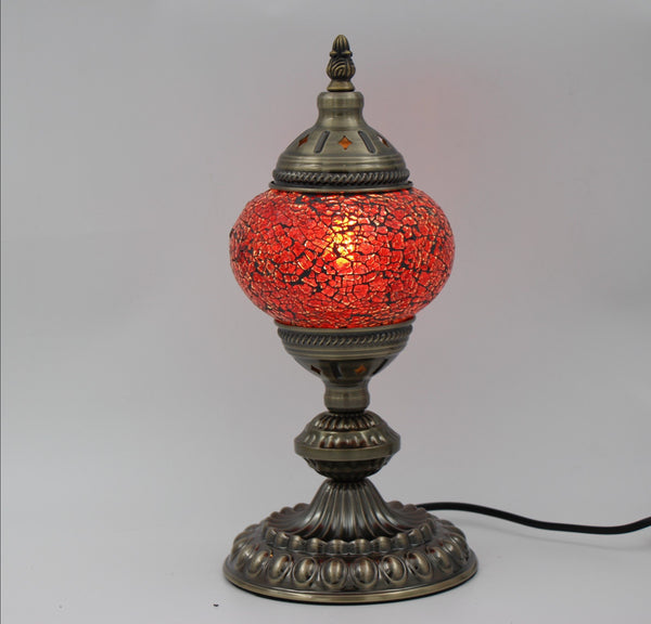 Turkish Mosaic Table Lamp Standard 33cm Cracked Red