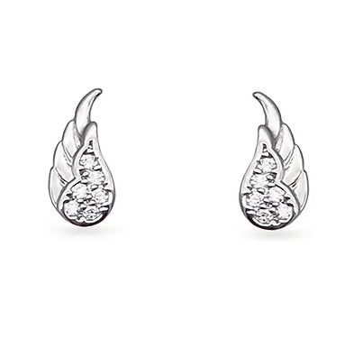 Ear Sense Earring CH282 Silver Crystal Angel Wing Stud