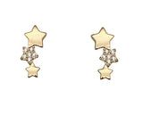 Ear Sense Earring CH285 Gold Crystal Triple Star Stud