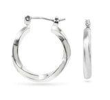 Ear Sense Earring F377S 15mm Twisted Silver Click Hoops