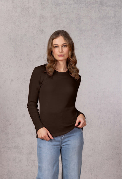 Bay Road Merinos Womens Crew Espresso