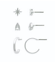 Ear Sense Silver Star/Teardrop/Hoop Trio FC313