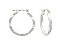 Ear Sense Earrings Silver Wavy Hoop 24mm F461