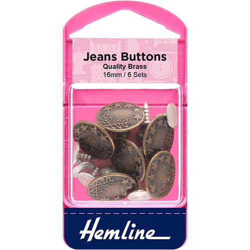 Hemline Brass Jean Buttons