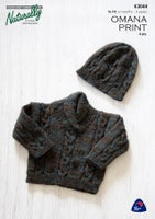 Naturally Omana Print Sweater & Hat 4ply #K3044