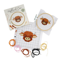 Highland Cow Mini Cross Stitch Kit
