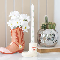 Cowboy Boot Candle Holder with Candle