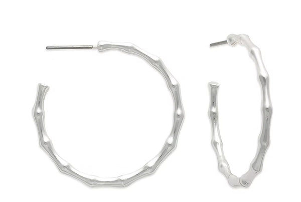 Ear Sense Silver 32mm Bamboo Hoop F476