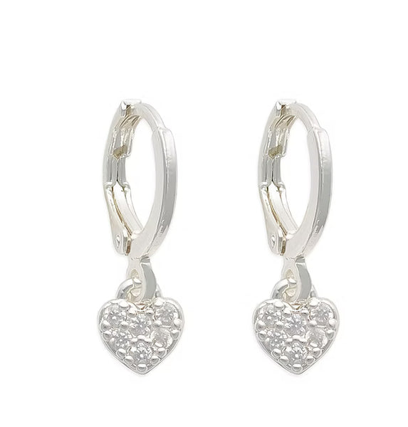 Ear Sense Silver Crystal Heart Drop Eurowire F484
