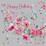 Pink Flowers Carnival Birthday Card