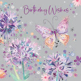 Purple Flowers Carnival Birthday Card
