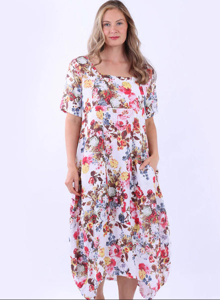 Anne + Kate Italian Tanaro Floral Linen Dress
