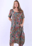 Anne + Kate Italian Tanaro Floral Linen Dress