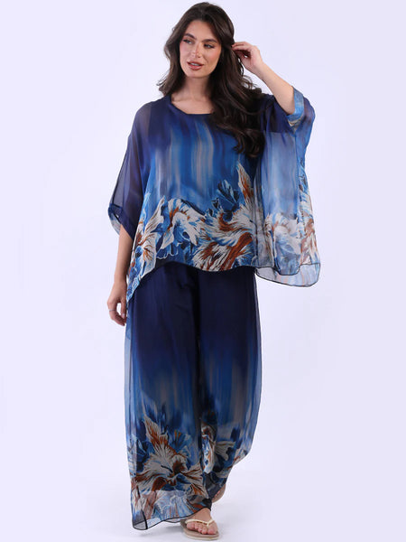 Anne + Kate Italian 2 Layered Floral Silk Top