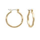 Ear Sense Earrings Gold 24mm Wavy Hoop F462