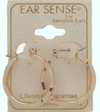 Ear Sense Earrings Gold 24mm Wavy Hoop F462