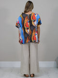 Anne + Kate Italian Linen Blend Face Print Top