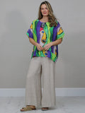 Anne + Kate Italian Linen Blend Face Print Top