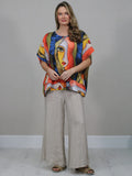 Anne + Kate Italian Linen Blend Face Print Top