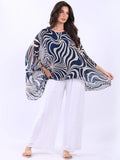 Anne + Kate Italian Swirl Print Silk Top