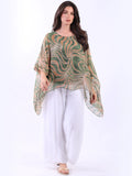 Anne + Kate Italian Swirl Print Silk Top