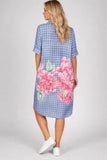 Anne + Kate Italian Floral Check Oversized Shirt Dress
