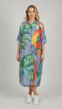 Anne + Kate Italian Tropical Parrot Print Oversized Shirt Dress