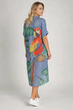 Anne + Kate Italian Tropical Parrot Print Oversized Shirt Dress