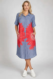 Anne + Kate Italian Floral Gingham Oversized Shirt Dress