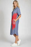 Anne + Kate Italian Floral Gingham Oversized Shirt Dress