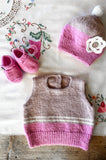 Baby Cakes Cassidy Vest, Hat & Shoes 4ply 0-18 months Knitting Pattern BC146