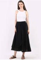 Anne + Kate Italian Plain Vintage Washed Linen Wrap Skirt