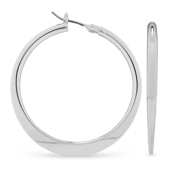 Ear Sense Earring F361 35mm Silver Flat Edged Click Hoops