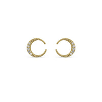 Ear Sense Earring CH268 Gold Crystal Pave Crescent Stud Earrings