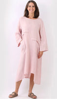 Anne + Kate Italian Plain Linen Front Pockets Lagenlook Midi Dress