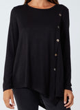 Anne + Kate Italian Button Detail Asymmetric Hem Top