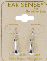 Ear Sense Earring F3-308 Silver Teardrop on French Hook Earrings