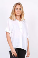 Anne + Kate Italian Plain Linen Shirt with Button Back
