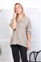 Anne + Kate Italian Agrigento Linen Top with Front Pockets