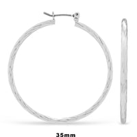 Ear Sense Earring FR236-2 35mm Silver Faceted Click Hoops