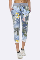 Anne + Kate Italian Tropical Floral Light Denim Print Trousers 10-12