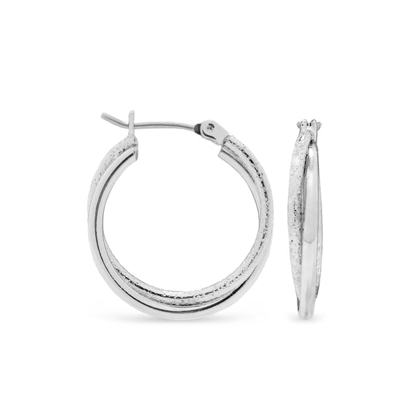 Ear Sense Earring F6-1968S 20mm Silver Double Twist Click Hoops
