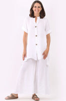 Anne + Kate Italian Taormina Plain Linen Lagenlook Shirt Dress
