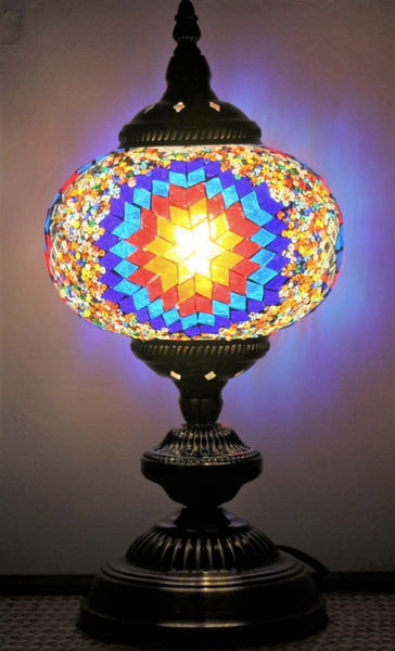 Turkish Mosaic Table Lamp Large Star Burst