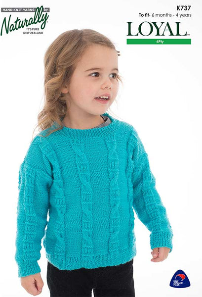 Naturally Loyal Cable & Texture Knitting Pattern 6months - 4 years #K737