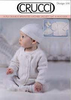 Crucci Baby Manitee Jacket, Hat and Booties Knitting Pattern #104