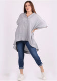 Anne + Kate Italian Raw Edge Hem Linen Top