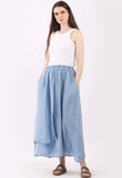 Anne + Kate Italian Plain Vintage Washed Linen Wrap Skirt